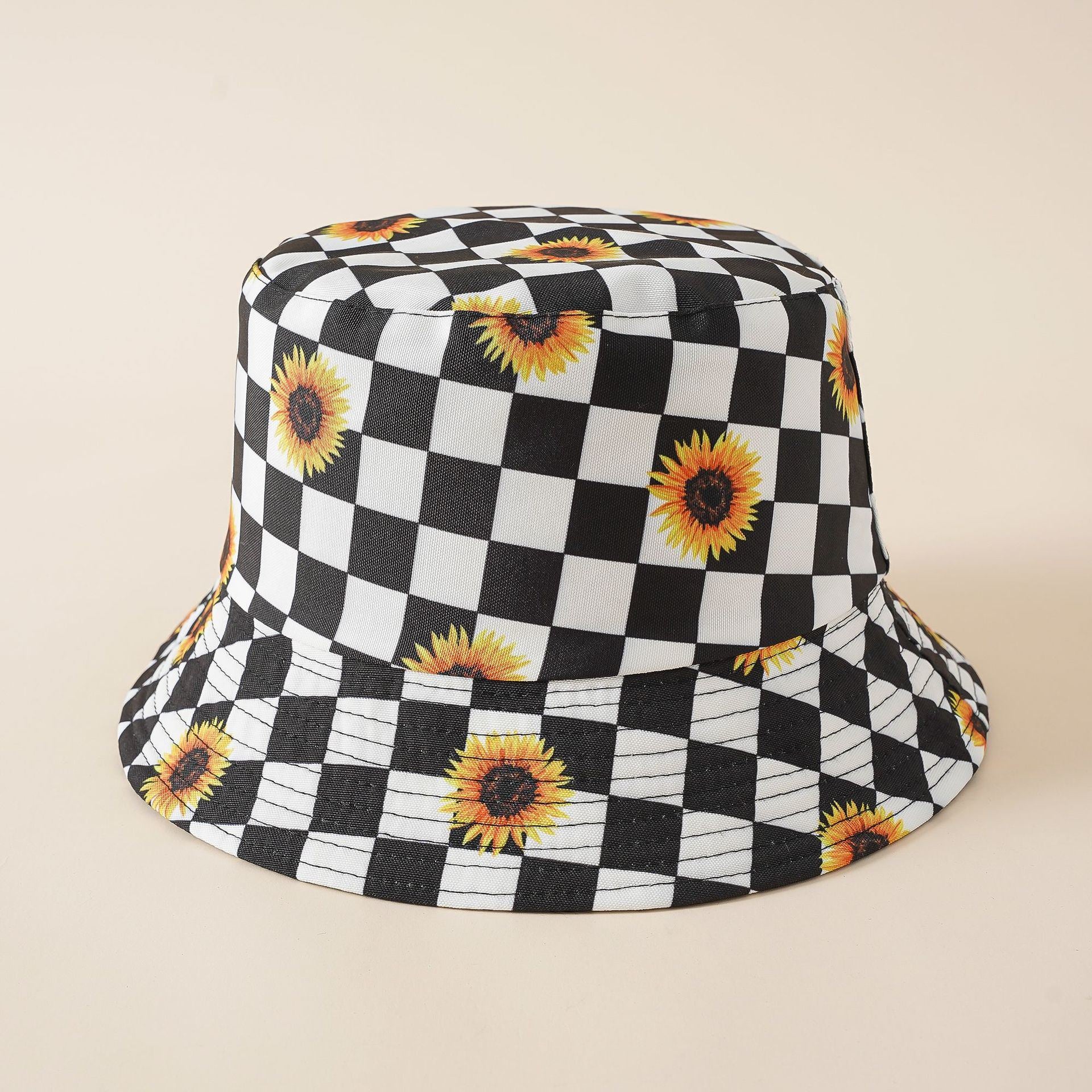 Double-sided fisherman hat women's summer sunshade sun hat Korean version of the tide men's literary sunflower sunscreen hat Doba lattice